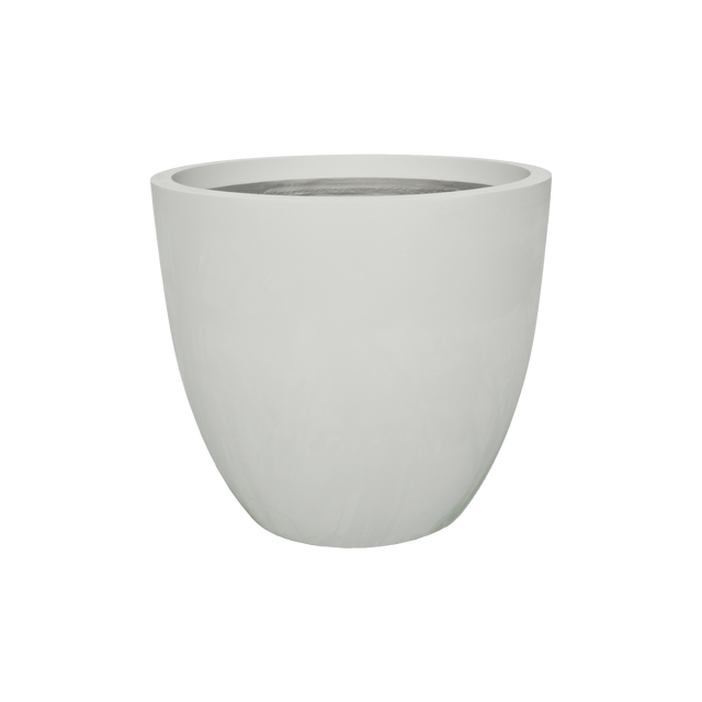 Wannsee round fiberglass planter in Matte Cement Grey, studio render