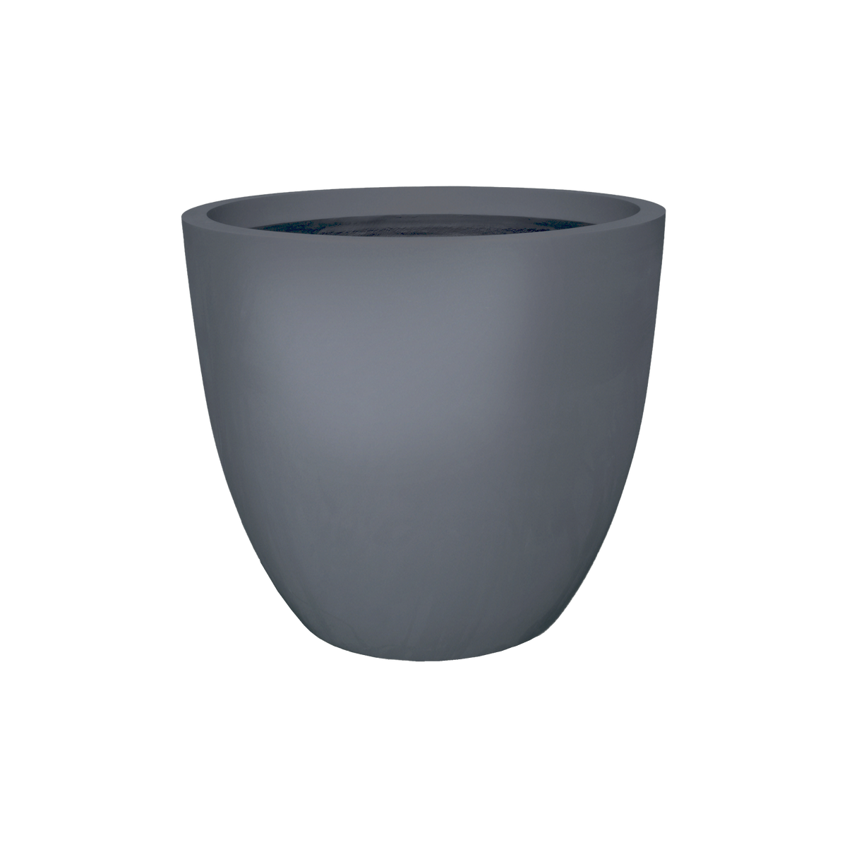 Wannsee round fiberglass planter in Matte Charcoal, studio render