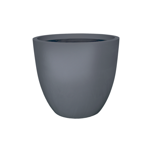 Wannsee round fiberglass planter in Matte Charcoal, studio render