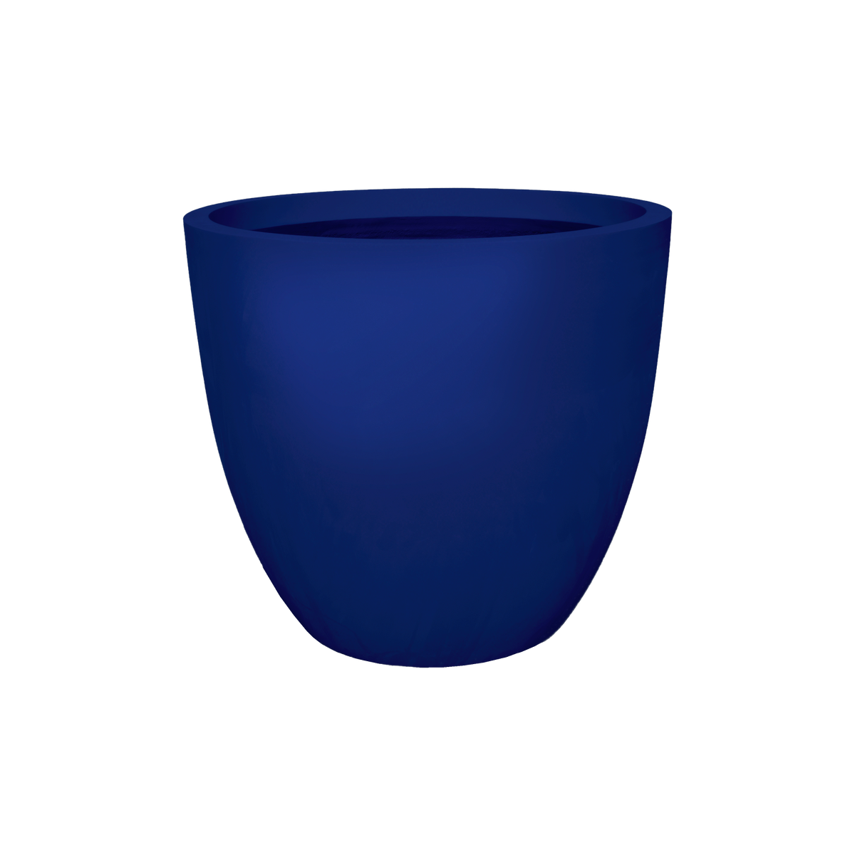 Wannsee round fiberglass planter in Matte Cobalt Blue, studio render