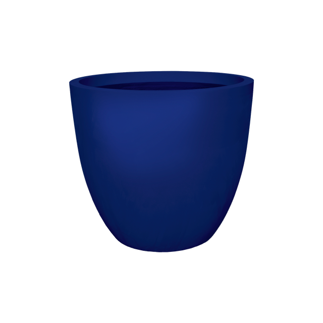 Wannsee round fiberglass planter in Matte Cobalt Blue, studio render