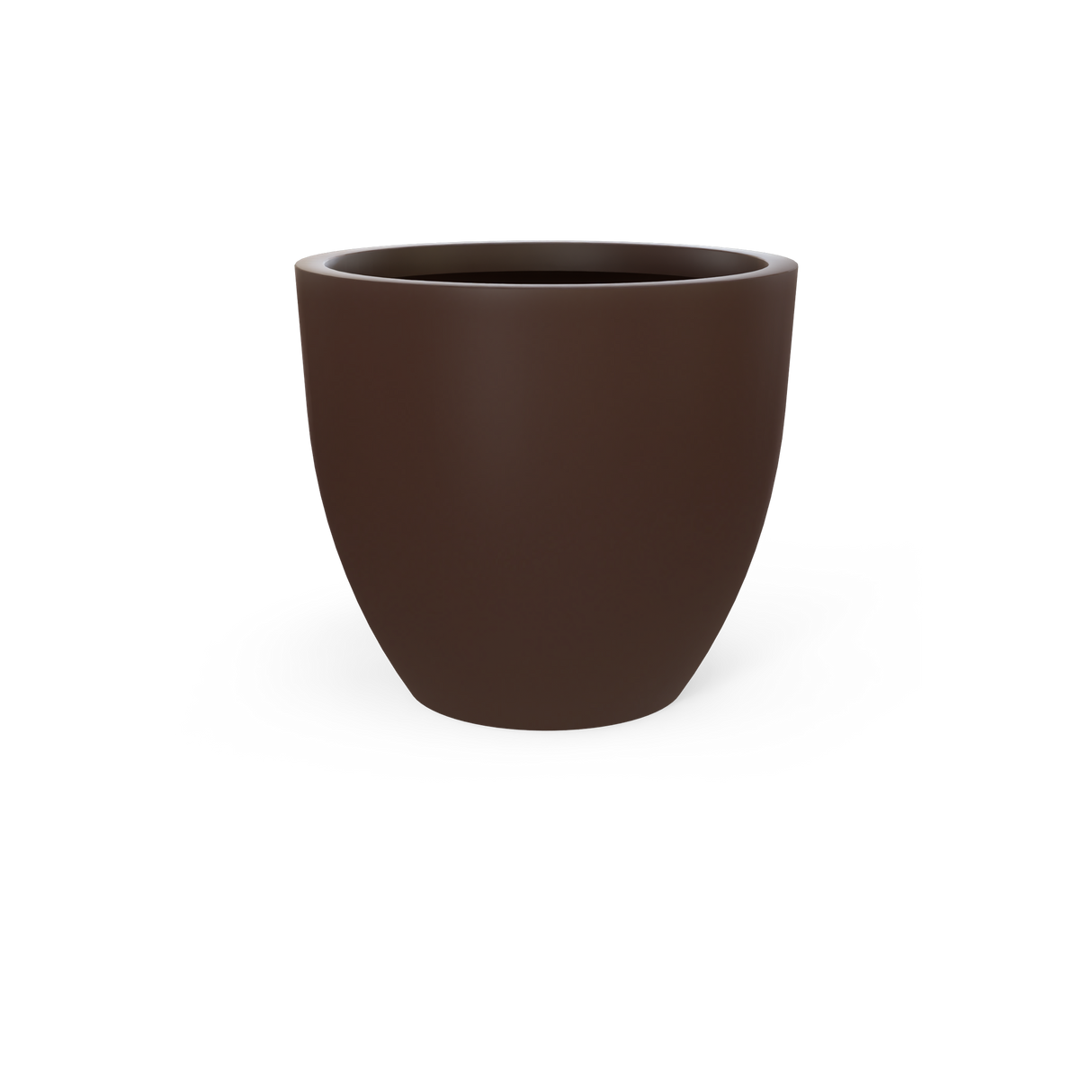 Wannsee round fiberglass planter in Matte Dark Brown