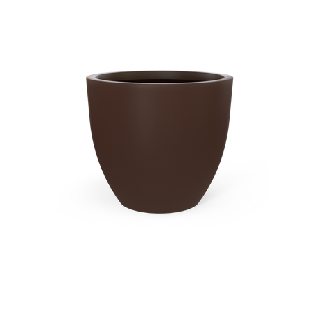 Wannsee round fiberglass planter in Matte Dark Brown