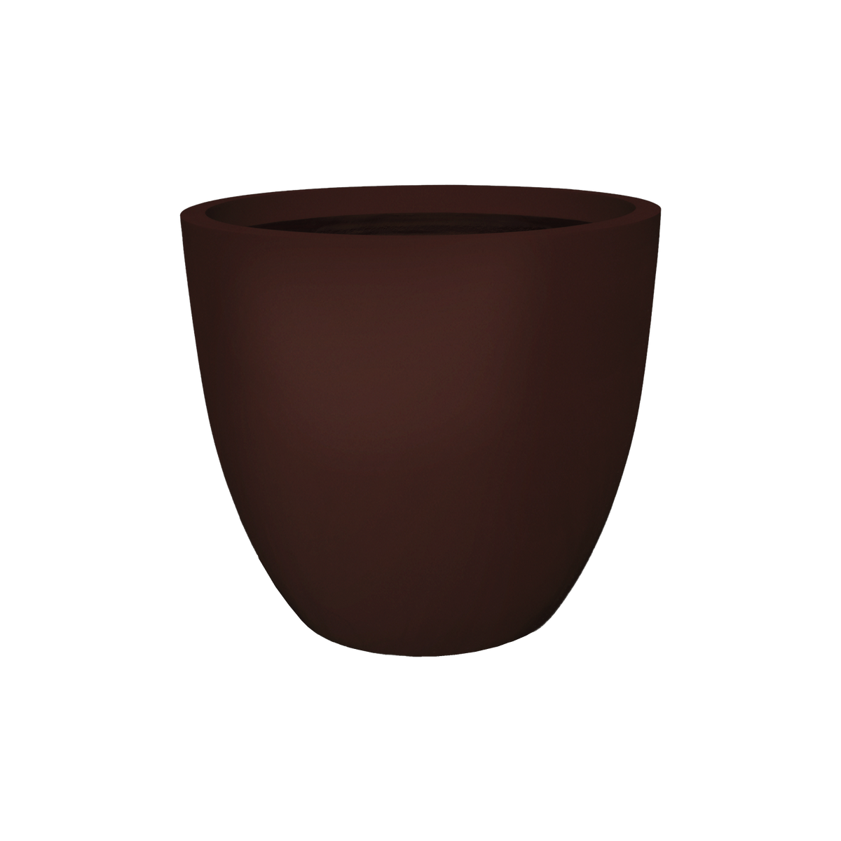 Wannsee round fiberglass planter in Matte Dark Brown, studio render
