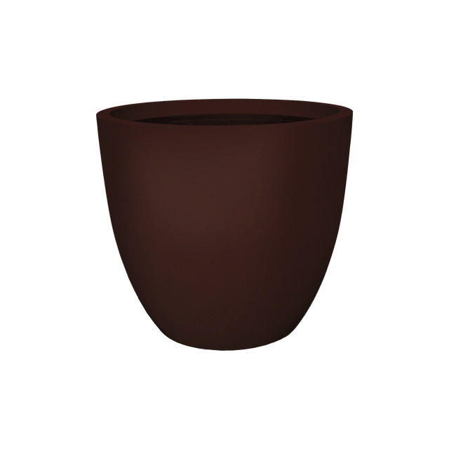 Wannsee round fiberglass planter in Matte Dark Brown, studio render