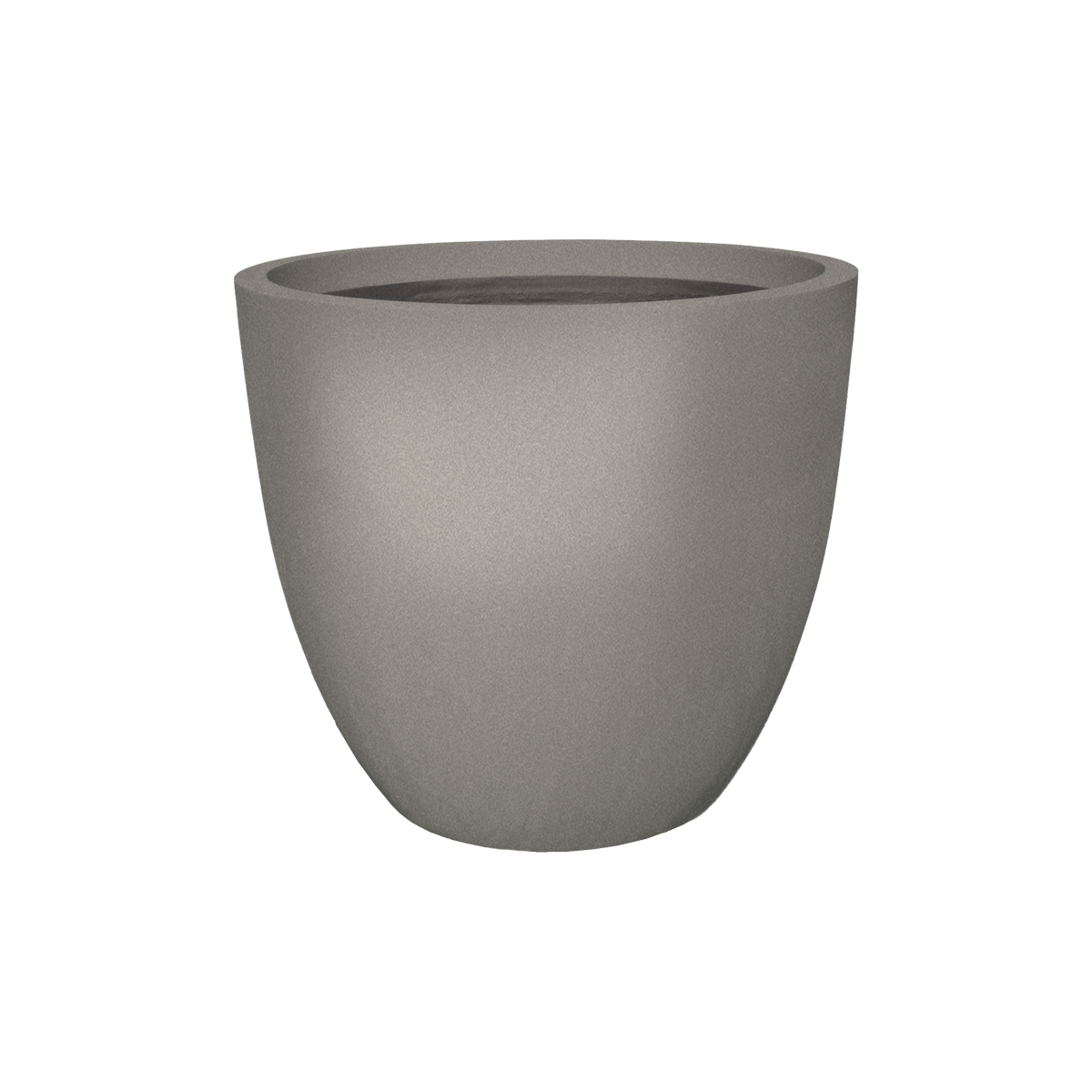 Wannsee round fiberglass planter in Matte Gunmetal, studio render