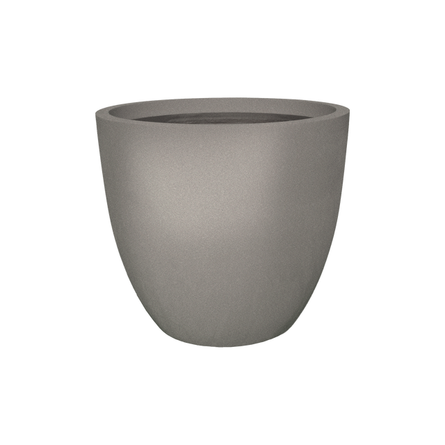 Wannsee round fiberglass planter in Matte Gunmetal, studio render