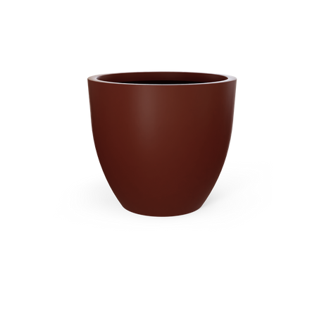 Wannsee round fiberglass planter in Matte Terra Cotta