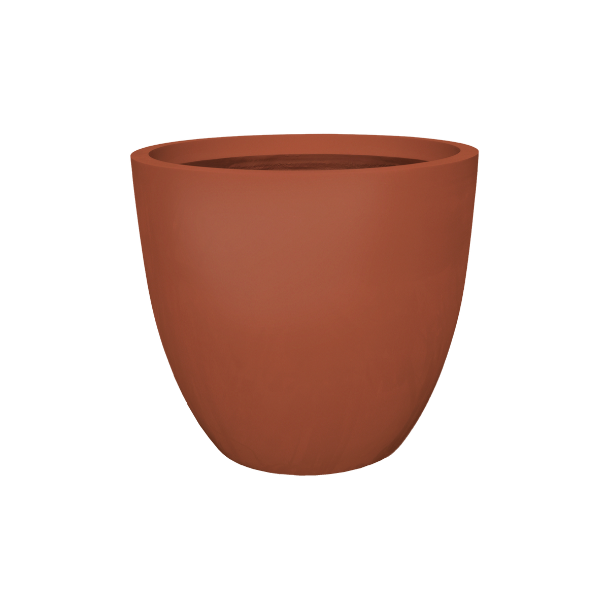 Wannsee round fiberglass planter in Matte Terra Cotta, studio render