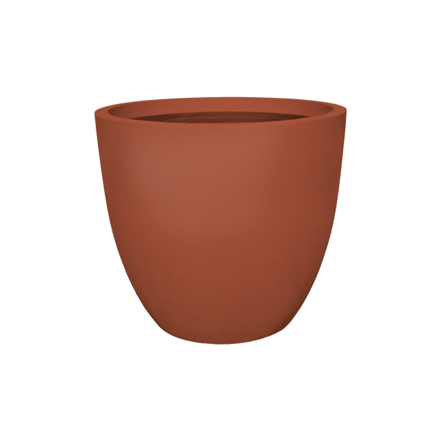 Wannsee round fiberglass planter in Matte Terra Cotta, studio render