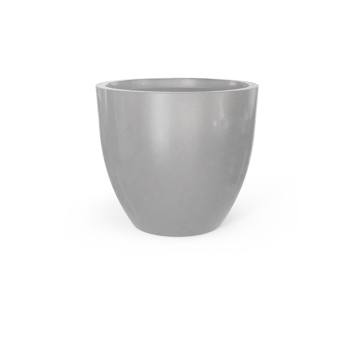 Wannsee round fiberglass planter in Metallic Silver
