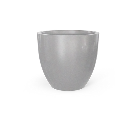 Wannsee round fiberglass planter in Metallic Silver
