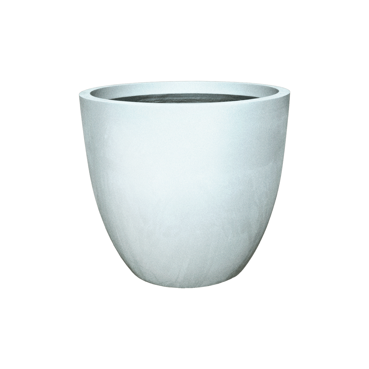 Wannsee round fiberglass planter in Metallic Silver, studio render