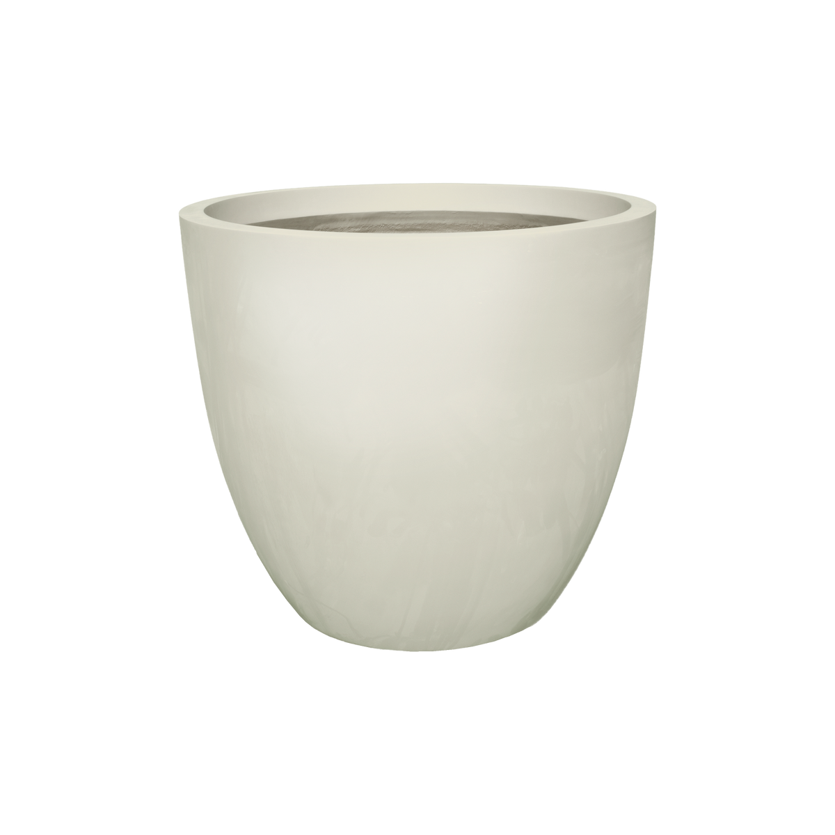 Wannsee round fiberglass planter in Satin Beige, studio render