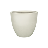 Wannsee round fiberglass planter in Satin Beige, studio render