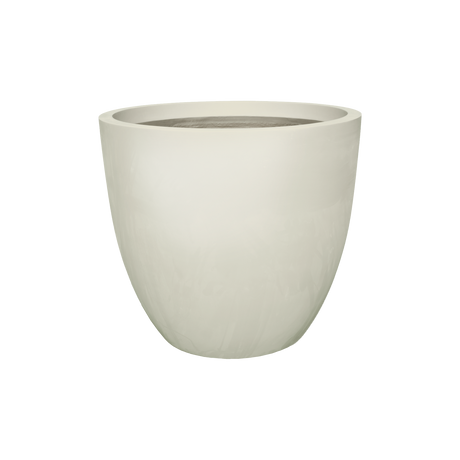 Wannsee round fiberglass planter in Satin Beige, studio render