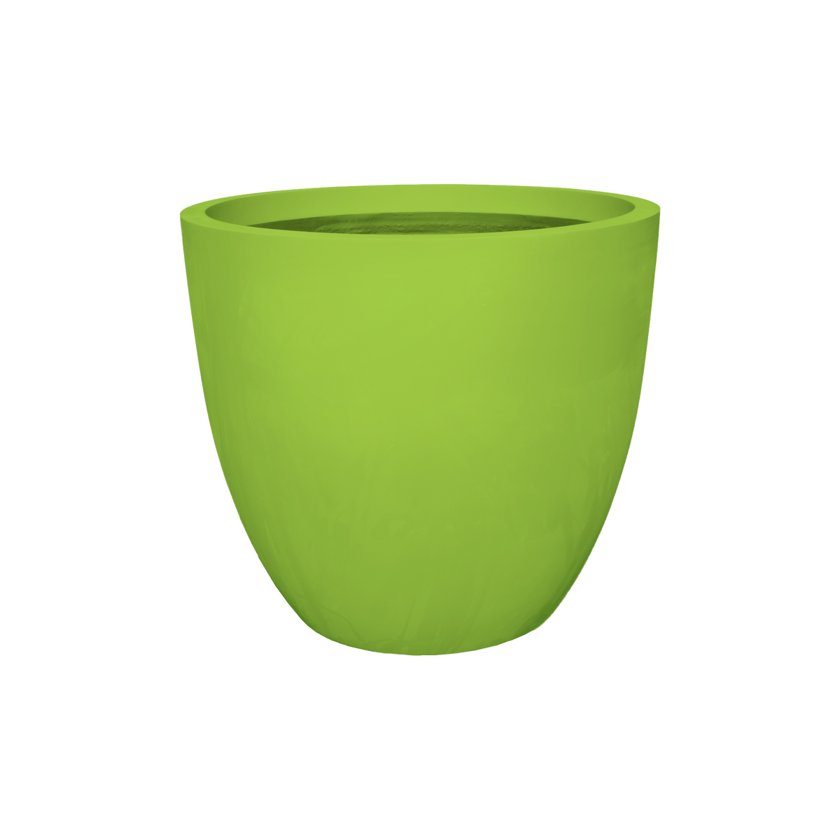 Wannsee round fiberglass planter in Satin Green, studio render