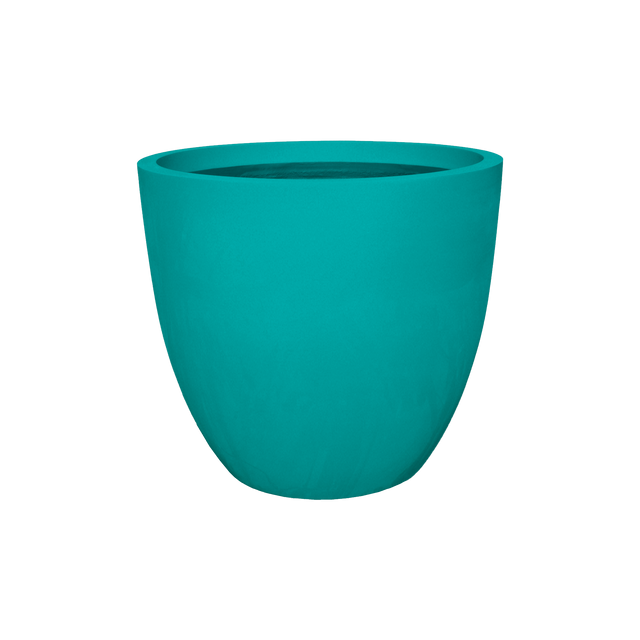 Wannsee round fiberglass planter in Satin Seafoam Green, studio render
